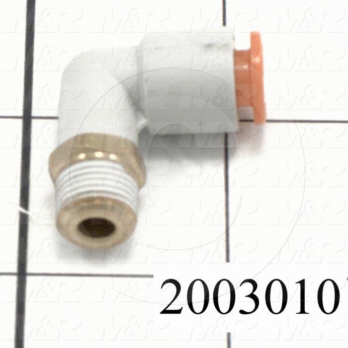 Fitting, 1/8 NPT Port Size, Single Mounting Type, With Seal, 1/4" Tube OD, Elbow