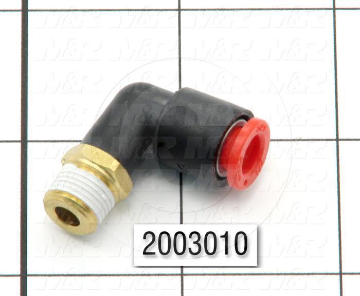 Fitting, 1/8 NPT Port Size, Single Mounting Type, With Seal, 1/4" Tube OD, Elbow