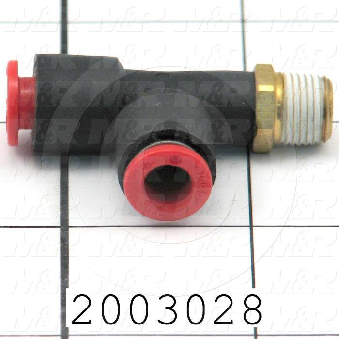 Fitting, 1/8 NPT Port Size, Single Mounting Type, With Seal, 1/4" Tube OD, Tee