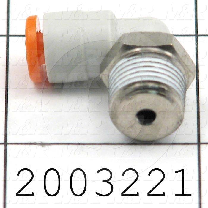 Fitting, 1/8 NPT Port Size, Single Mounting Type, With Seal, 5/32" Tube OD, Elbow, Male