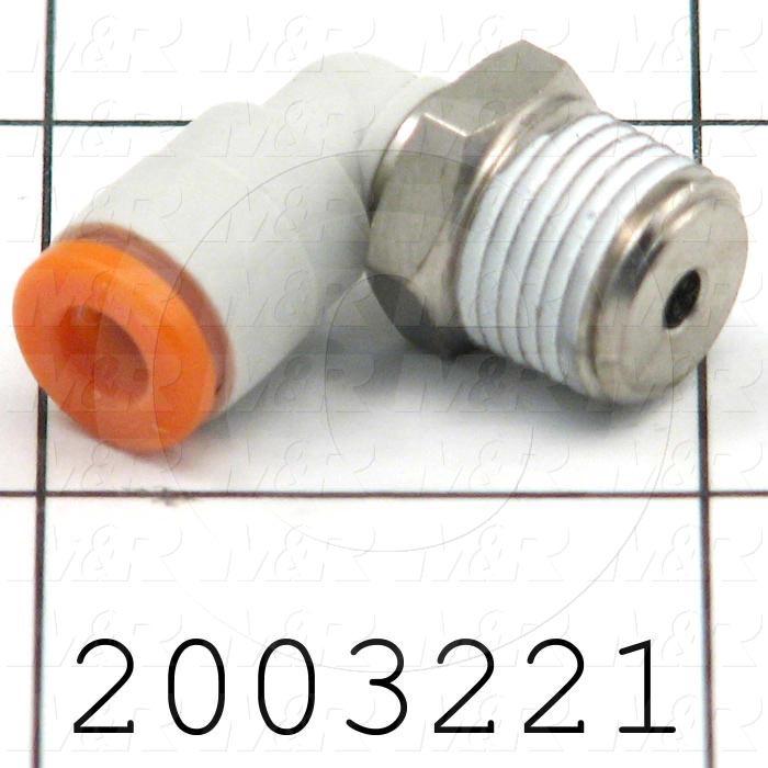 Fitting, 1/8 NPT Port Size, Single Mounting Type, With Seal, 5/32" Tube OD, Elbow, Male