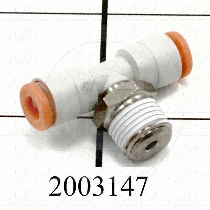 Fitting, 1/8 NPT Port Size, Single Mounting Type, With Seal, 5/32" Tube OD, Tee, 1 Gal.