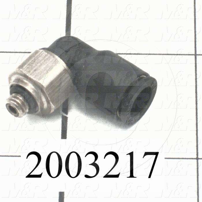 Fitting, 10-32 NPT Port Size, Single Mounting Type, 1/4" Tube OD, Elbow