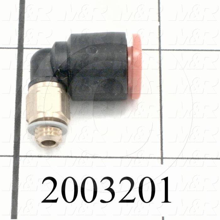 Fitting, 10-32 UNF Port Size, Single Mounting Type, W/O Seal, 1/4" Tube OD, Elbow