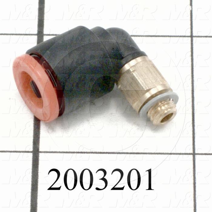 Fitting, 10-32 UNF Port Size, Single Mounting Type, W/O Seal, 1/4" Tube OD, Elbow