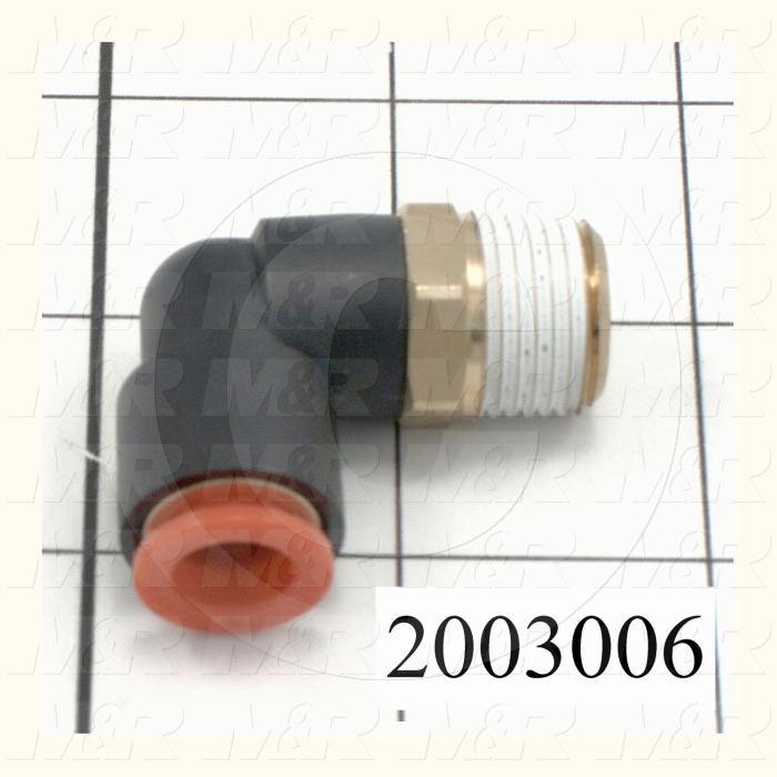 Fitting, 3/8 NPT Port Size, Single Mounting Type, 3/8" Tube OD, Elbow