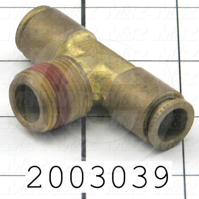 Fitting, 3/8 NPT Port Size, Single Mounting Type, 3/8" Tube OD, Tee