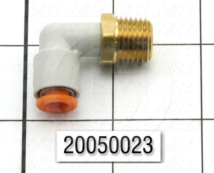 Fitting, 3/8 NPT Port Size, Single Mounting Type, W/O Seal, 1/4" Tube OD, Elbow, Male