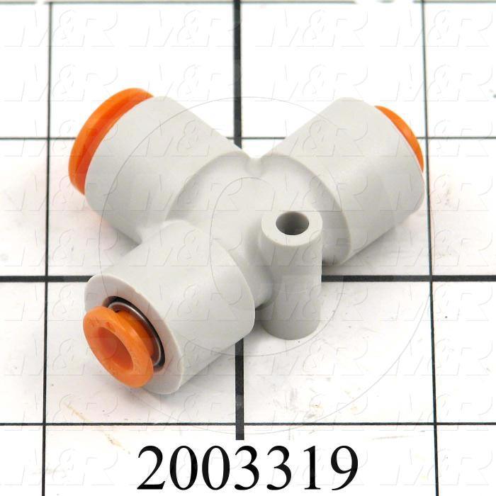 2003319 Fitting, 3/8" OD Port Size, Snap In Mounting Type, Tee, 3/8