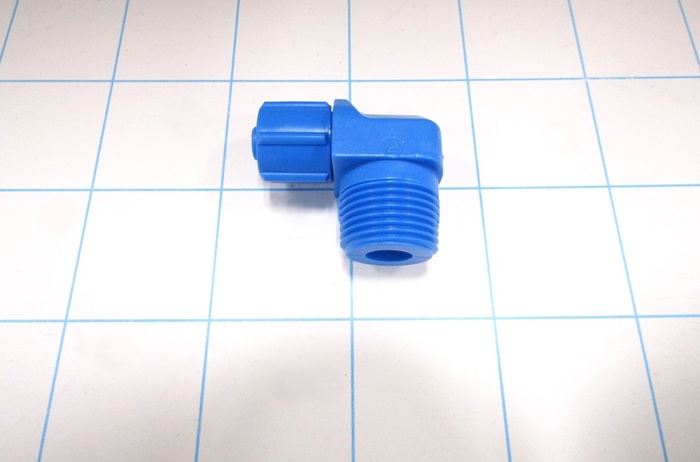 Fitting, 6 mm Port Size, 8mm Tube OD, Barbed Elbow Fitting, 90 Degree Elbow Connector, 3/8" NPT Fitting In, 1 Gal.