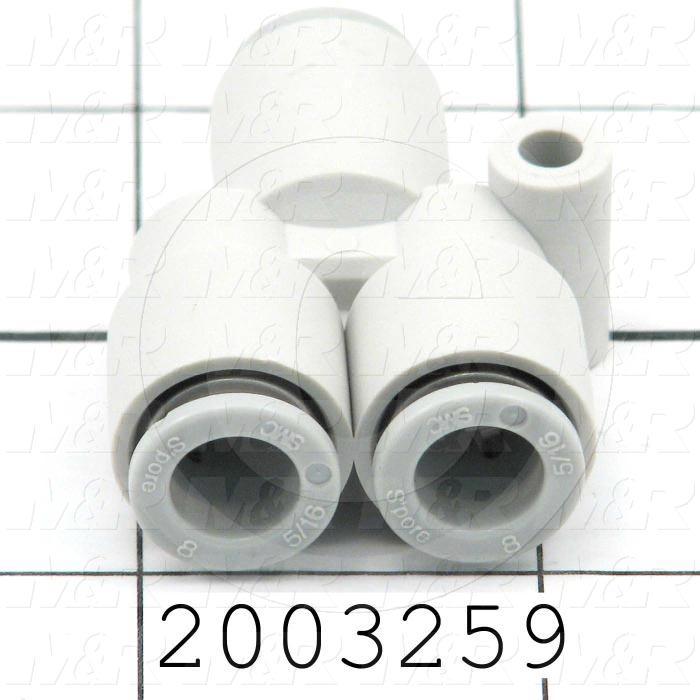 Fitting, 8mm Tube OD, Y Branch
