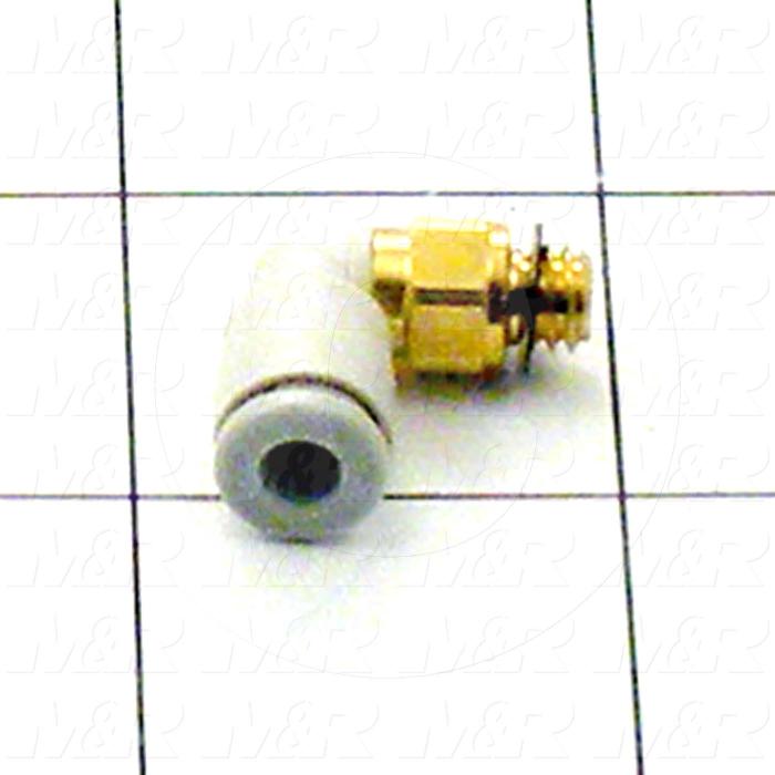 Fitting, M6x1.0 Port Size, Single Mounting Type, 4mm Tube OD, Elbow, 1 Gal.