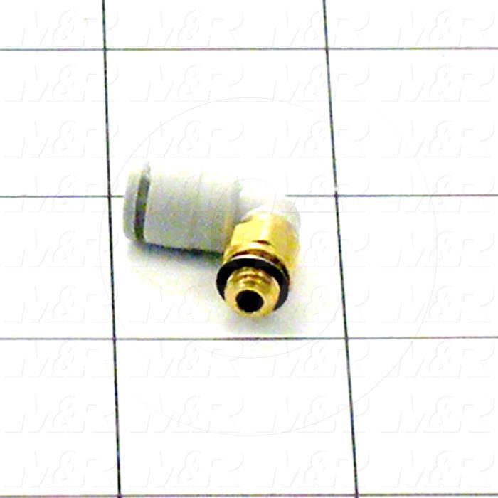 Fitting, M6x1.0 Port Size, Single Mounting Type, 4mm Tube OD, Elbow