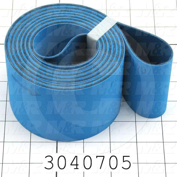 Flat Conveyor Belt, Fine/Tex., Polyamide, Polyamide, Blue, Blue, 0.07" Thickness, 3 in. Width, 148.75" Length