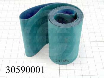 Flat Conveyor Belt, Nitrile Rubber, Nylon Fabric, Green, Blue, 0.05" Thickness, 7" Width, 143.75" Length