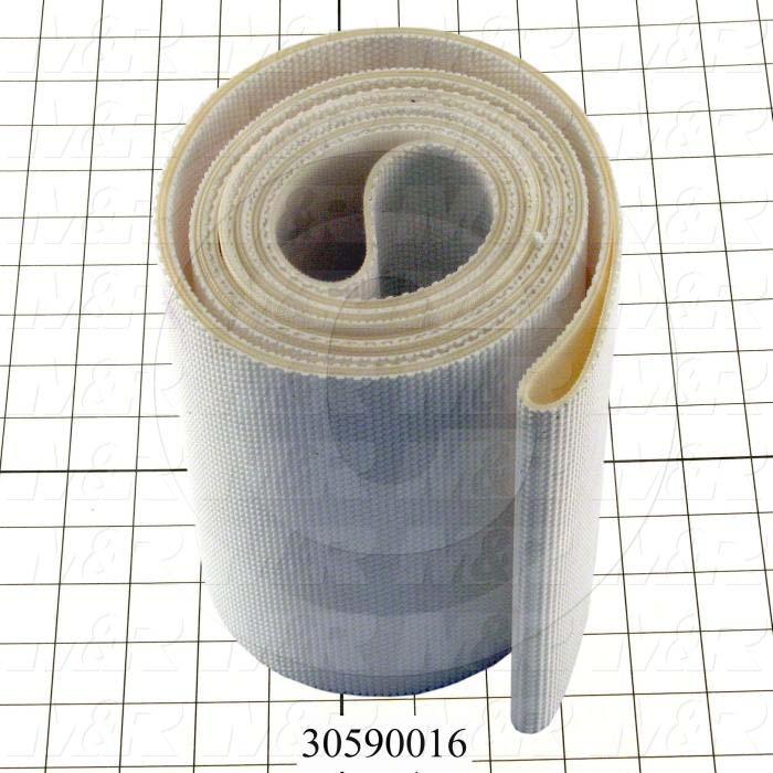 Flat Conveyor Belt, PVC, Nylon Fabric, White, White, 0.11" Thickness, 7" Width, 148.75" Length
