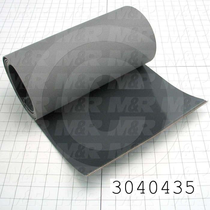 Flat Conveyor Belt, Smooth Top, Gray, Gray, 12" Width, 102.50" Length