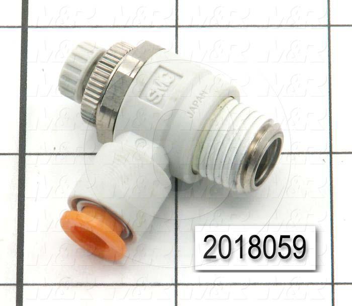 Flow Control, Speed Controller Type, 1/4" NPT Port In, 1/4" OD Port Out, Meter Out Control Type, 460 l/min Flow Rate, W/Seal Option