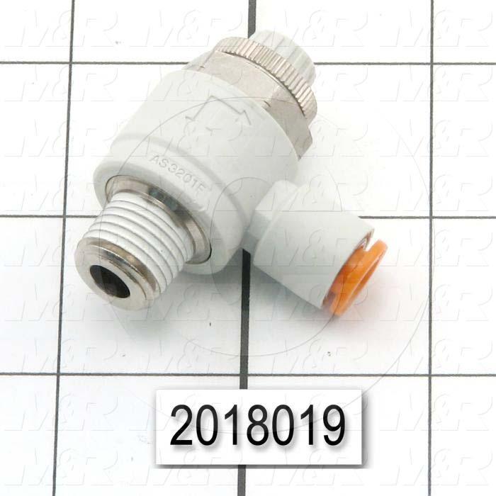 Flow Control, Speed Controller Type, 1/4" NPT Port In, 1/4" OD Port Out, Meter Out Control Type, 660 l/min Flow Rate, W/Seal Option