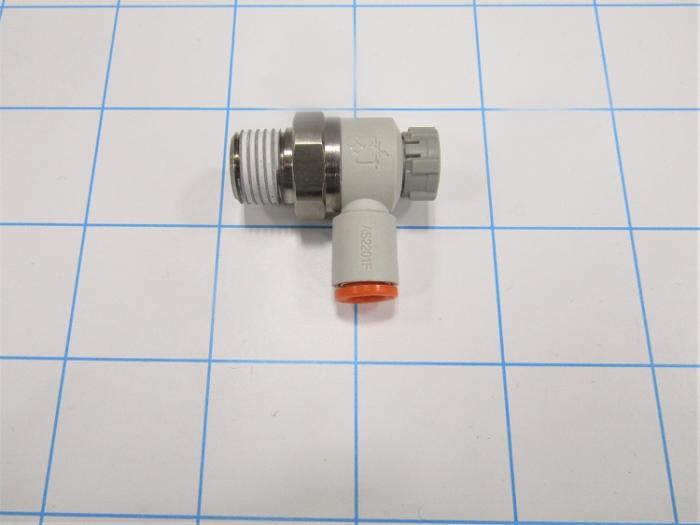 Flow Control, Speed Controller Type, 1/4" R Port In, 1/4" OD Port Out, Elbow One-Touch Control Type, W/Seal Option