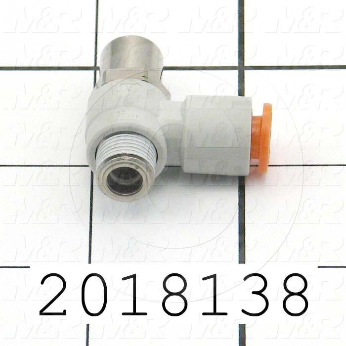 Flow Control, Speed Controller Type, 1/8" NPT Port In, 1/4" OD Port Out, Tee One-Touch Fitting Control Type, 230 l/min Flow Rate, W/Seal Option