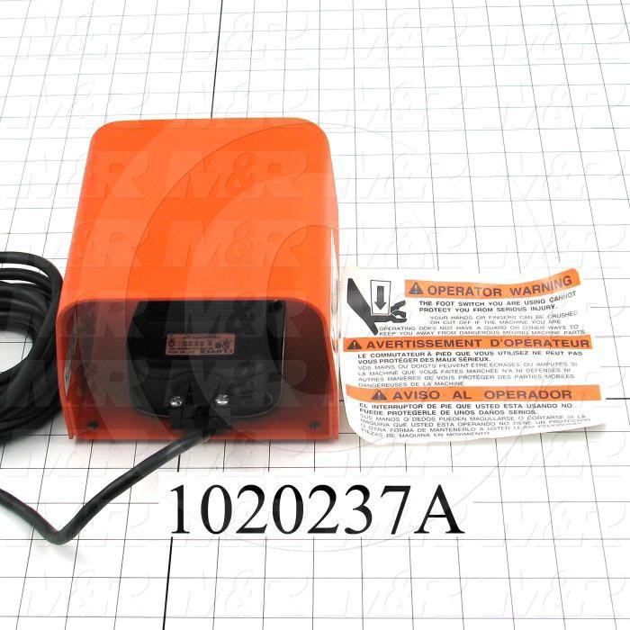 Foot Pedal Switches, 125-250V, 20A, with Guard, 182SJ, 160" Cord Length