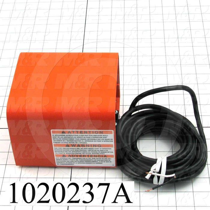 Foot Pedal Switches, 125-250V, 20A, with Guard, 182SJ, 160" Cord Length