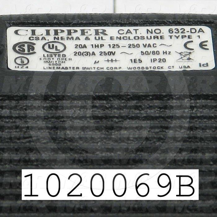 Foot Pedal Switches, SPDT, 125-250V, 20A, Maintained