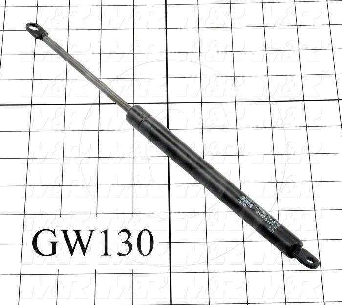 Gas Spring, 296 MM Extended Length, 192 MM Compressed Length, Thru Hole, 0.24"/0.32" Thru Hole Diameter, 28 lbf/124 N