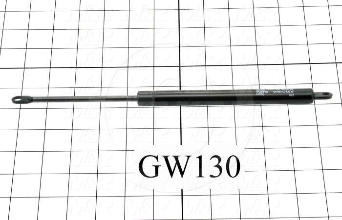Gas Spring, 296 MM Extended Length, 192 MM Compressed Length, Thru Hole, 0.24"/0.32" Thru Hole Diameter, 28 lbf/124 N