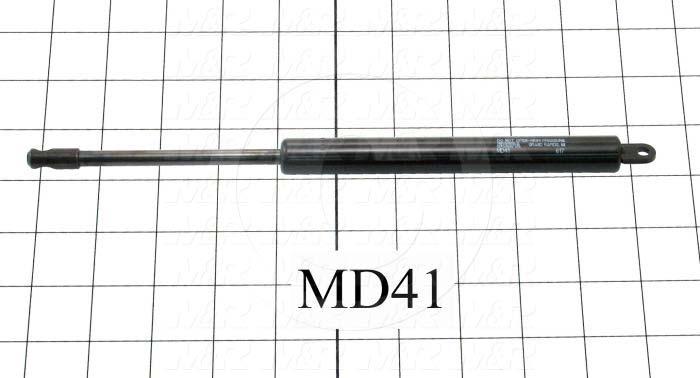 Gas Spring, 297.5 MM Extended Length, 197.5 MM Compressed Length, Thru Hole, 0.24"/0.25" Thru Hole Diameter, 135 lbf