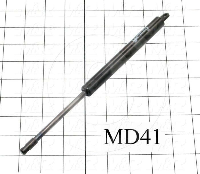Gas Spring, 297.5 MM Extended Length, 197.5 MM Compressed Length, Thru Hole, 0.24"/0.25" Thru Hole Diameter, 135 lbf