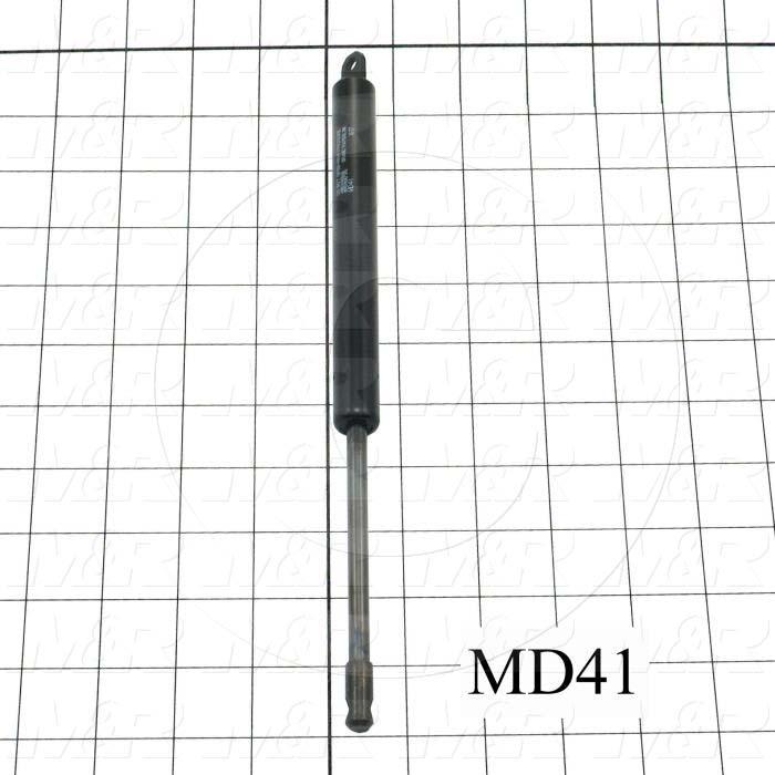 Gas Spring, 297.5 MM Extended Length, 197.5 MM Compressed Length, Thru Hole, 0.24"/0.25" Thru Hole Diameter, 135 lbf