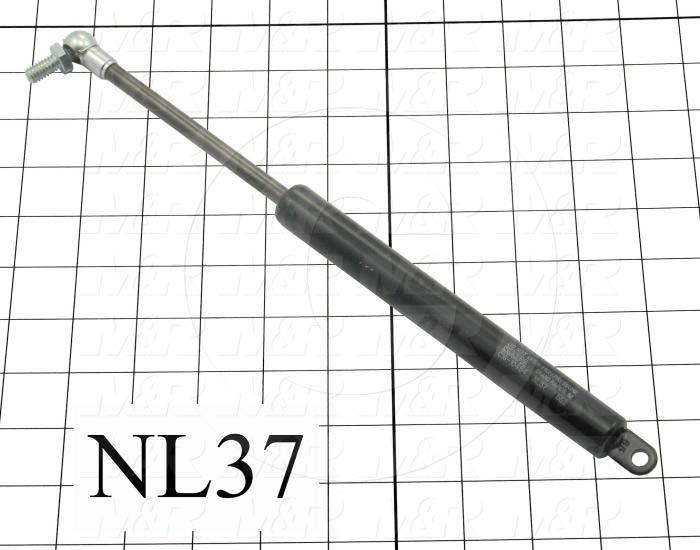 Gas Spring, 300 MM Extended Length, 200 MM Compressed Length, Ball/Thru Hole, 13 mm Ball Connector Diameter, 0.24" Thru Hole Diameter, 115 lbf