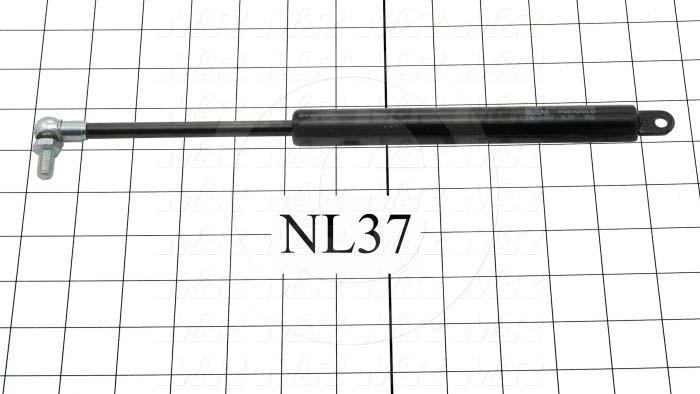 Gas Spring, 300 MM Extended Length, 200 MM Compressed Length, Ball/Thru Hole, 13 mm Ball Connector Diameter, 0.24" Thru Hole Diameter, 115 lbf