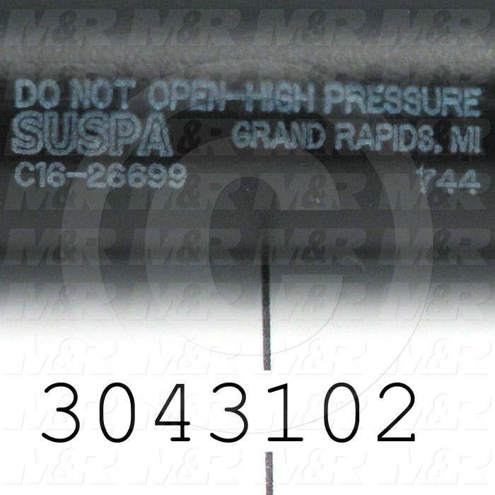 Gas Spring, 330 mm Extended Length, Ball Connector, 13 mm Ball Connector Diameter, 151 N