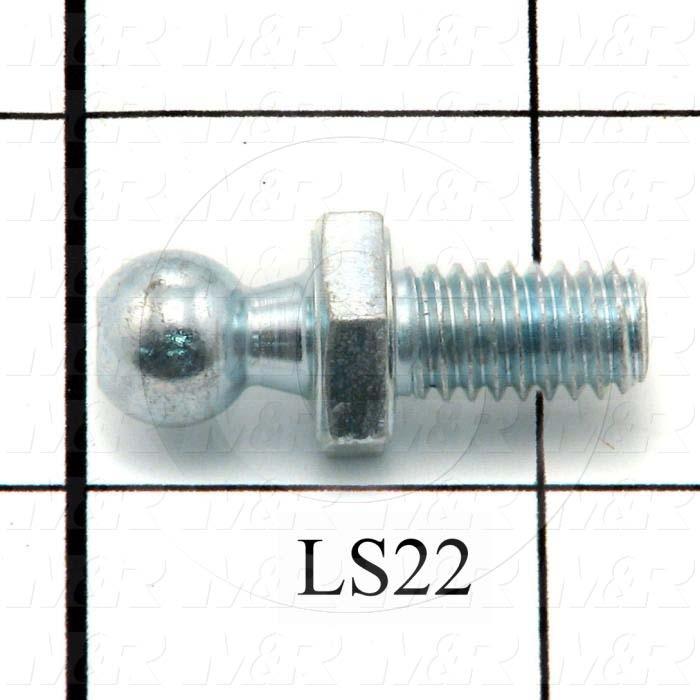  Gas Spring Mounting Hardware, Type Ball Stud, Ball Stud Diameter 10 MM, Thread Size 5/16-18, 30.3 mm, Steel, Zinc