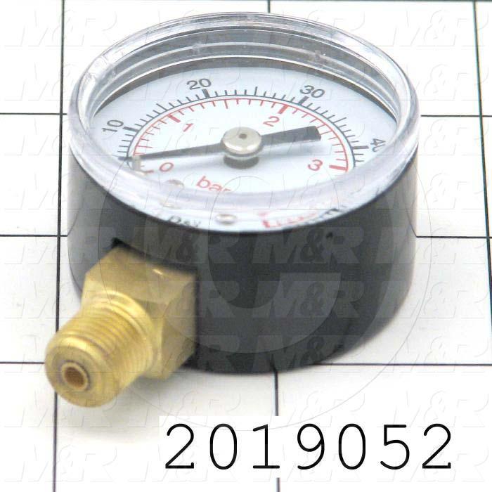 Gauge, 1.50 in. Outside Diameter, Panel Mounting, 60 Psi Max. Pressure, 1/8" NPT Thread Size