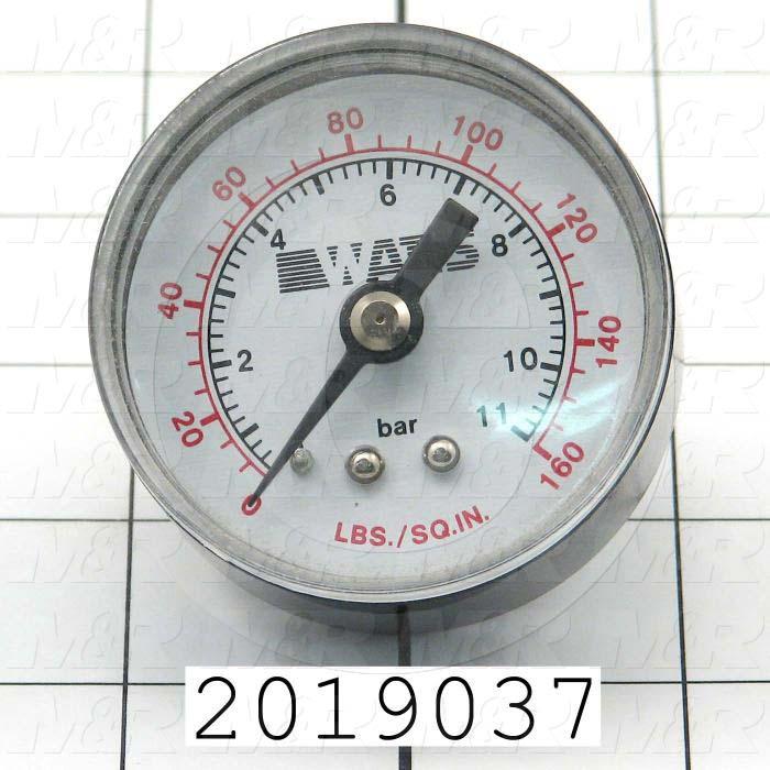 Gauge, 2.00 in. Outside Diameter, 160 Psi Max. Pressure