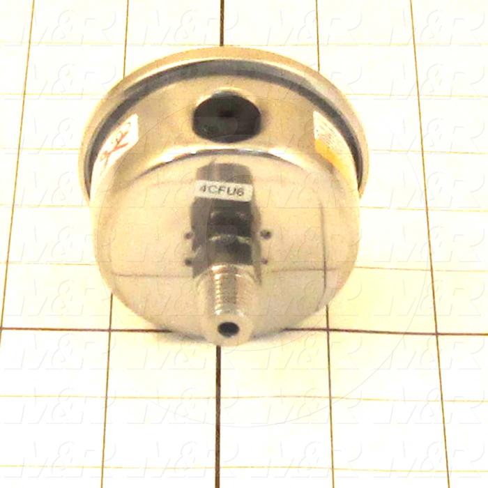 Gauge, 2 1/2" Outside Diameter, Back Side Thread Mounting, 5000 Psi Max. Pressure, 1/4" NPT Thread Size, Liquid Filled