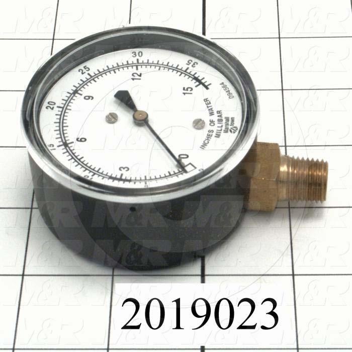 Gauge, 2.50 in. Outside Diameter, 15 Psi Max. Pressure