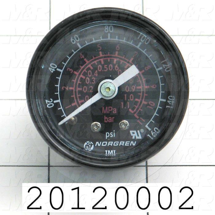 Gauge, 5.00" Outside Diameter, 1.0 MPa Max. Pressure, 1/8" PTF Thread Size