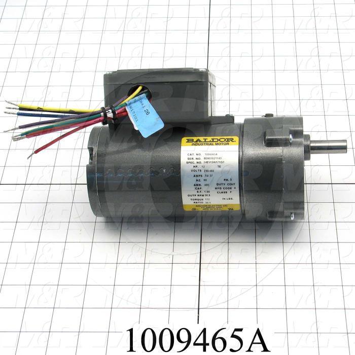 Gearmotors, Type Parallel Shaft, Type of Gears Helical, Ratio 30:1, Output Type Output Shaft (Single), Output Diameter 1/2", Output Rpm 56 rpm, Mounting Type Face mounted, Motor HP 1/12 hp