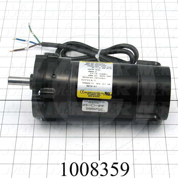 Gearmotors, Type Parallel Shaft, Type of Gears Helical, Ratio 40:1, Output Type Output Shaft (Single), Output Diameter 1/2", Output Torque 112 in-lbs, Output Rpm 43 rpm