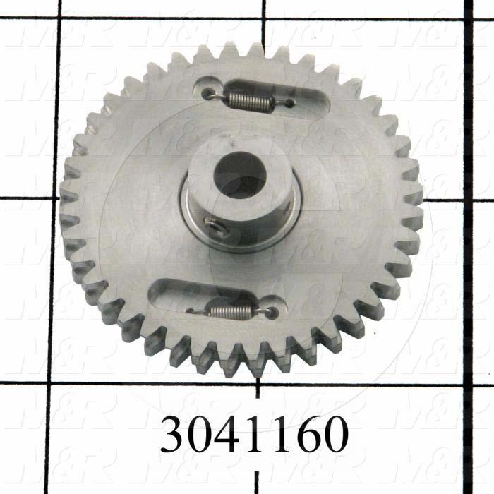 Gears and Racks, Anti-Backlash Gear, ANSI Standard, Gear Type : Spur, 20 Deg Pressure Angle, 24 Pitch, 0.187" Face Width, 40 No. of Teeth, 0.50" Hub Diameter, Cylindrical Bore Type