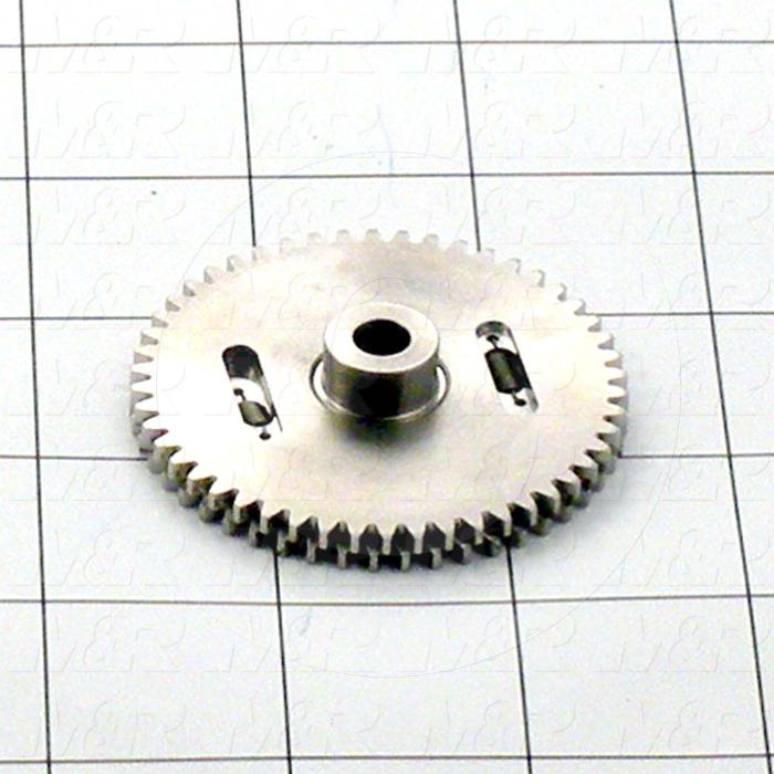 Gears and Racks, Anti-Backlash Gear, ANSI Standard, Gear Type : Spur, 20 Deg Pressure Angle, 24 Pitch, 0.187" Face Width, 50 No. of Teeth, 0.50" Hub Diameter, Cylindrical Bore Type