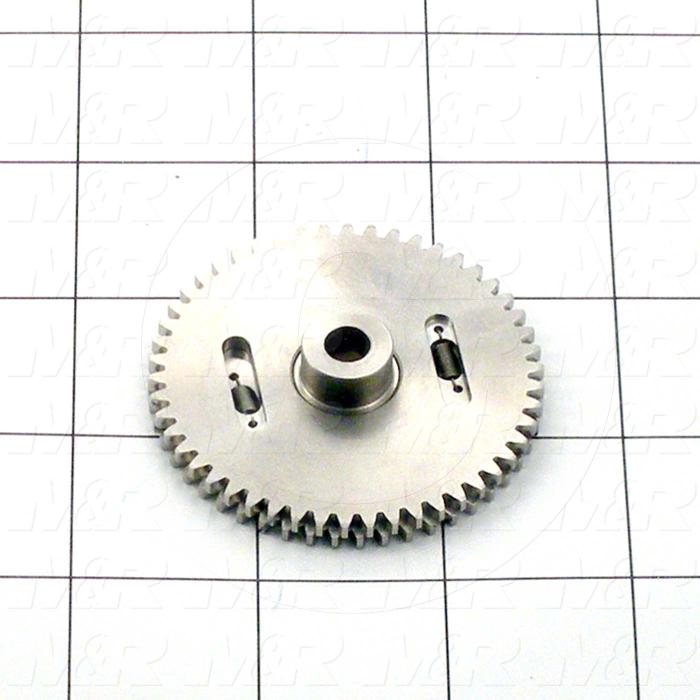 Gears and Racks, Anti-Backlash Gear, ANSI Standard, Gear Type : Spur, 20 Deg Pressure Angle, 24 Pitch, 0.187" Face Width, 50 No. of Teeth, 0.50" Hub Diameter, Cylindrical Bore Type