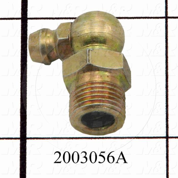 Grease Fittings, Angle 90 deg Style, Brass Material, 1/8" NPT Thread Size