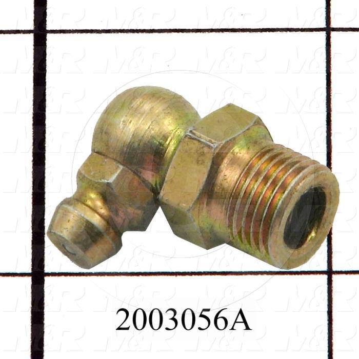 Grease Fittings, Angle 90 deg Style, Brass Material, 1/8" NPT Thread Size