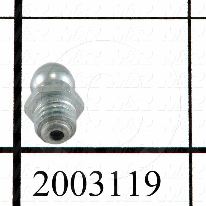 Grease Fittings, Straight Style, Zinc Plated Steel Material, 1/4-28 Thread Size